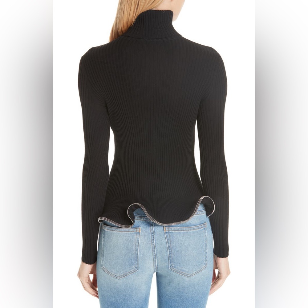 NWT $550 Alexander Wang Ruffle Zipper Hem Sweater In Black - Picture 4 of 7
